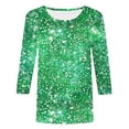 thumbnail image 4 of Frostluinai Sparkly Tops for Women Round Neck 3/4 Sleeve T Shirts Fashion Glitter Print Shirts Soft Going Out Tees Comzy Party Club Blouses, 4 of 5
