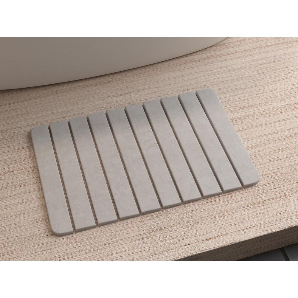 24x15" Modern Diatomite Stone Medium Bath Mat in Gray