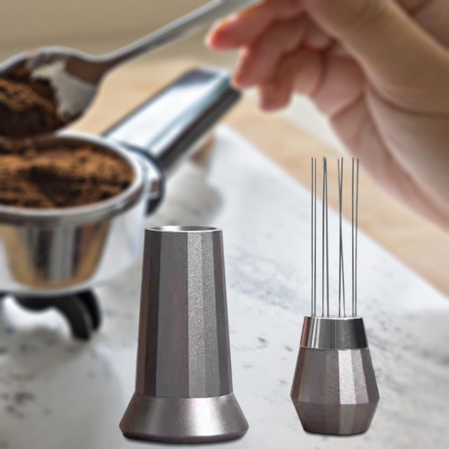Injueey Stainless Steel Coffee Stirrer Coffee Neddle Powder Grounds for Bar Juegos de servir café y té Gris plateado