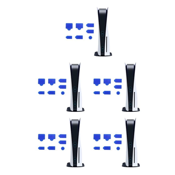 Cateissary 7 piezas de tapas de tapón de polvo para consola de juegos de repuesto para 5 azul Type2 NO2