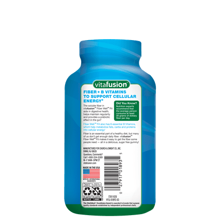 Vitafusion Fiber Well Fit Fiber + B Vitamin Sugar-Free Gummies Peach/Berry 90 Ct