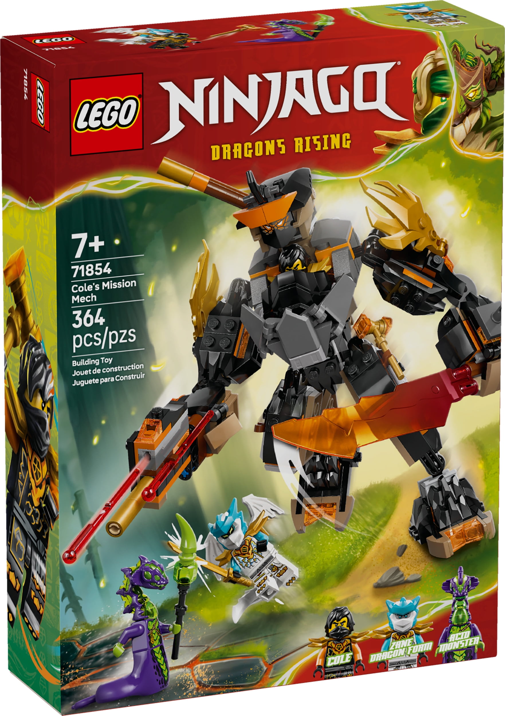 LEGO NINJAGO Cole's Mission Mech & Dragon Zane Building Toy for