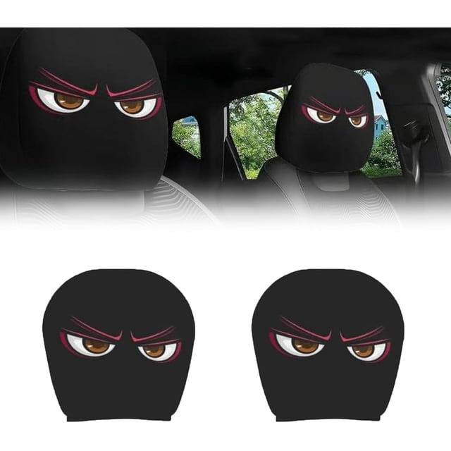 Funny Cartoon Car Headrest Covers – 2PCS Universal Fit,Head Rest Covers Funny Eye,Big Eyes Cars Seat Protector Cover,Automobile Headrest Protector,Universal Interior Cars Accessories(Style-B,2PCS)