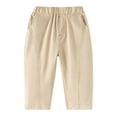 thumbnail image 3 of LYHaoo Boys Long Pants New Children's Solid Color Casual Pants Fashion Children's Pants Sizes 4-5 Years(Yellow), 3 of 5