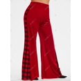 thumbnail image 3 of Pantalones Acampanados de Talla Extra Terciopelo a Cuadros Rosegal  Pantalones de talla grande, 3 of 5
