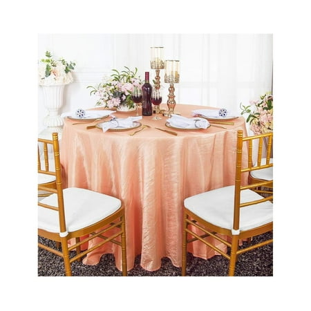 

HYYYYH 108 inch Round Crinkle Crushed Taffeta Tablecloths Round Table Cover Linens for Round Banquet Tables - Apricot/Peach