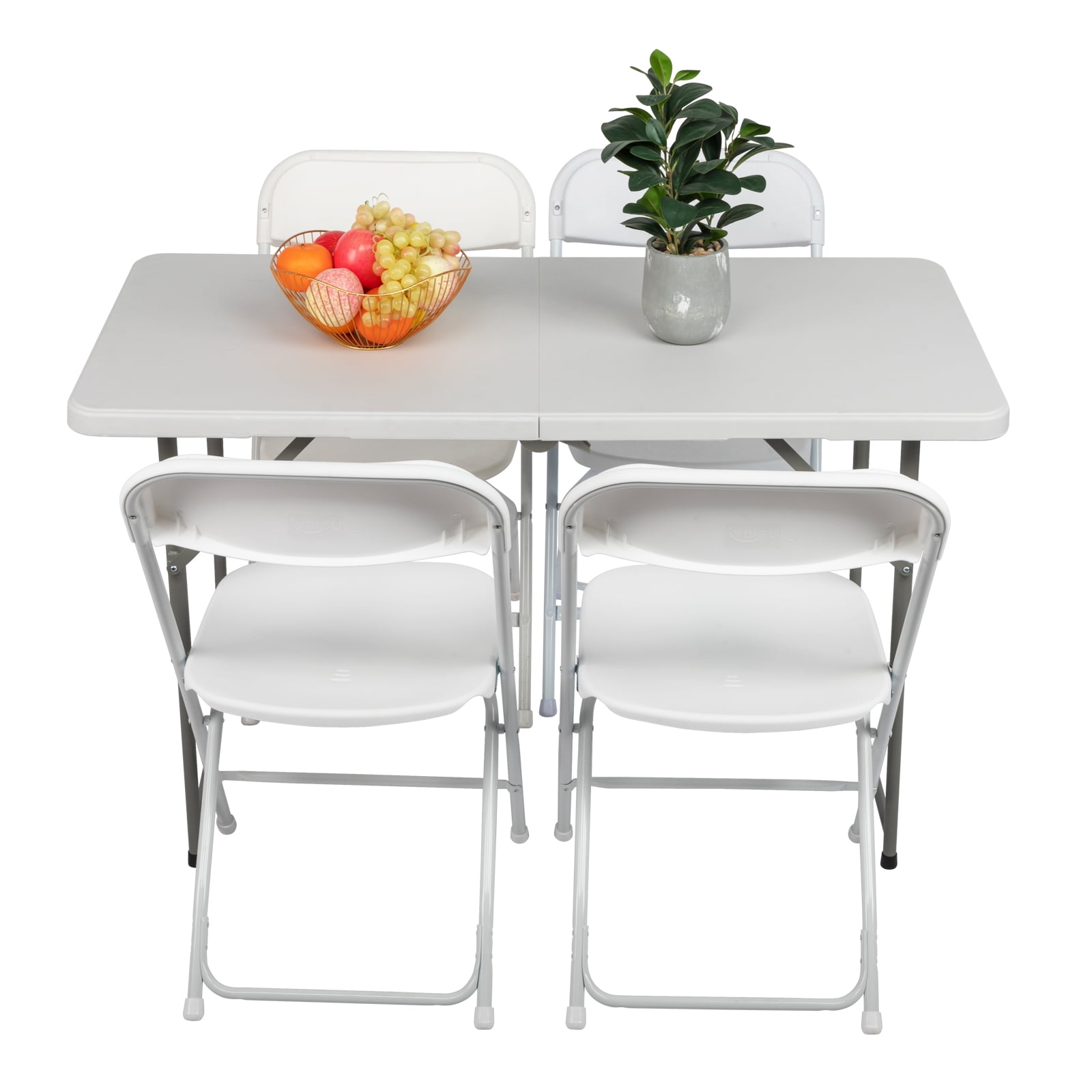 4FT Foldable Liftable HDPE Patio Table Sturdy Steel Legs Adjustable Height Outdoor Garden Space Saving Portable Dining Side Table