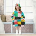 thumbnail image 7 of FORMRS Wearable Blanket Hoodie with Sleeves for Kids Cozy Flannel Sweatshirt, Blue Checkered Pattern, 7 of 7