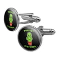 thumbnail image 1 of Prickly Customer Cactus Funny Humor Round Cufflink Set Silver Color, 1 of 6