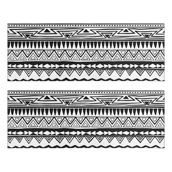 Kitchen Rugs Sets Of 2,Black Geometric Striped Pattern Anti Fatigue Kitchen Mat Rugs Non Slip Washable,Decorative Kitchen Floor Mats for Kitchen,Sink,Laundry,17"X47"
