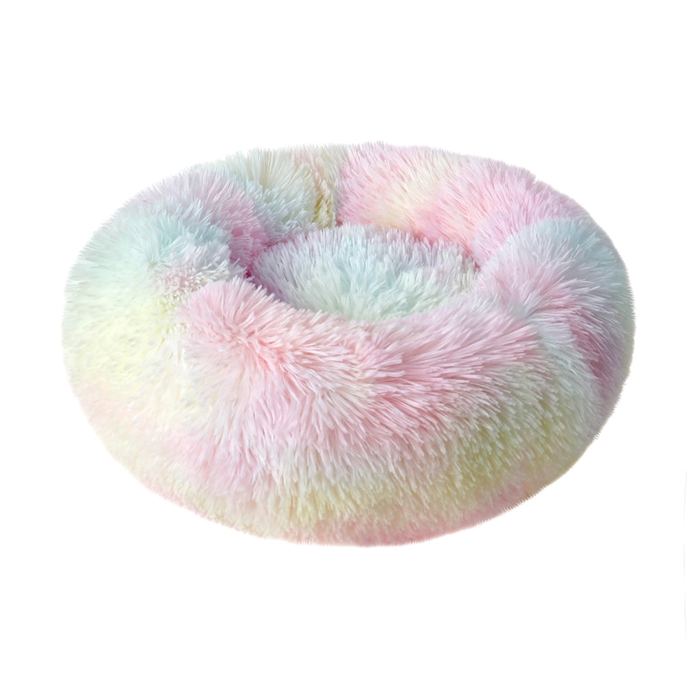 Round Plush Pet Bed for Dogs & Cats,Fluffy Soft Warm Calming Bed Sleeping Kennel Nest - Walmart