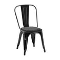 thumbnail image 3 of Industrial Metal Indoor-Outdoor Chairs Sanded Matte Style Kitchen Dining Chairs Stackable Side Chair with Back Set of 2 (High Gloss Black), 3 of 6