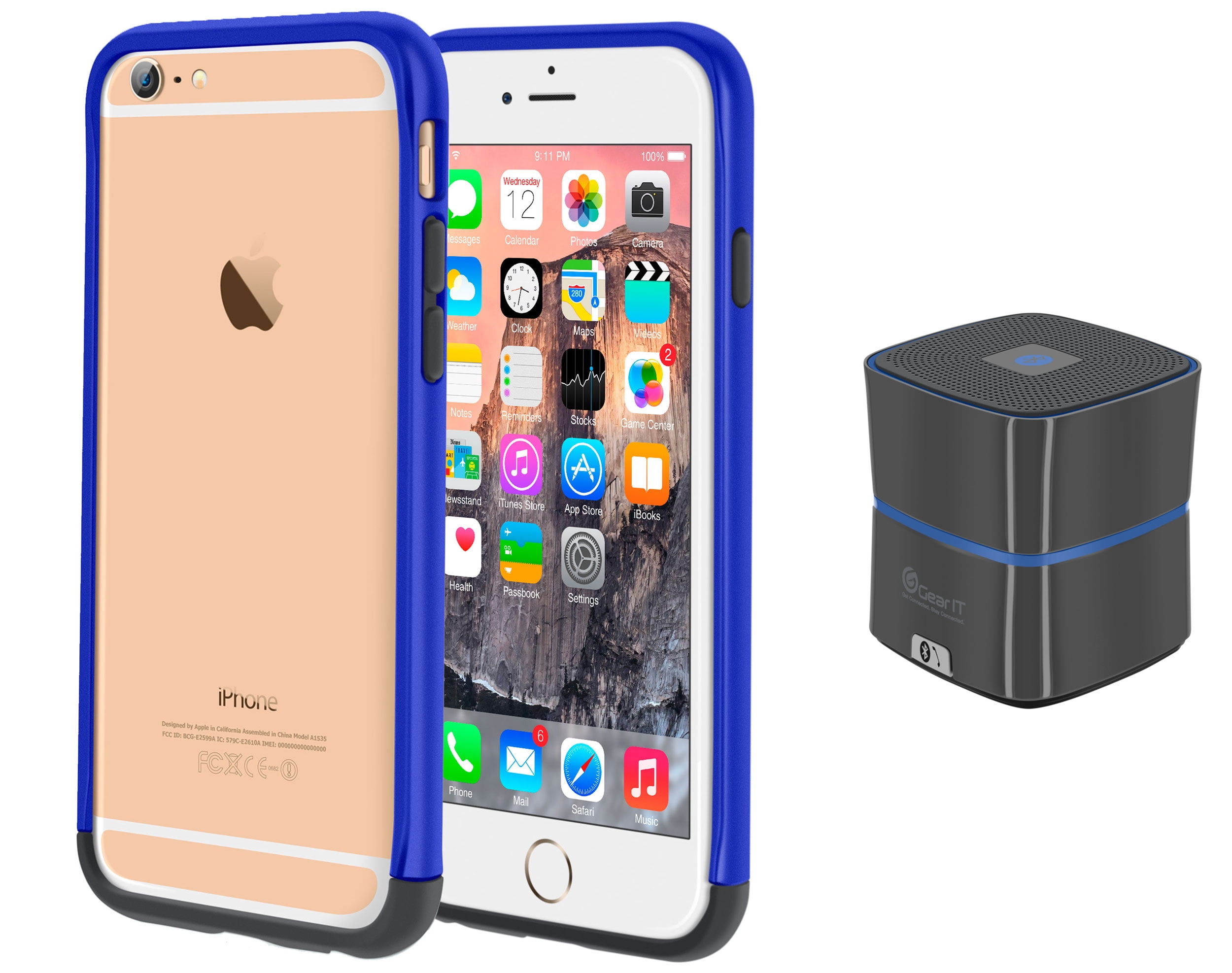 iPhone 6 Case Bundle (Case + Speaker Gunmetal), roocase iPhone 6 4.7 Strio Bumper Back Corner