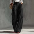 thumbnail image 5 of VBVC Women's Suspender Wide Leg Pants,High Waisted Button Front Trousers For Women,Ladies Lightweight Summer Work Overalls Pants with Pockets,Black,S-2XL, 5 of 7