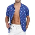 thumbnail image 3 of GIRUNS Mens Hawaiian Shirt Wrinkle Free Quick Dry Short Sleeve Button Down Tropical Print Vacation Beach Shirt Navy Cocos&Flamingo M, 3 of 7