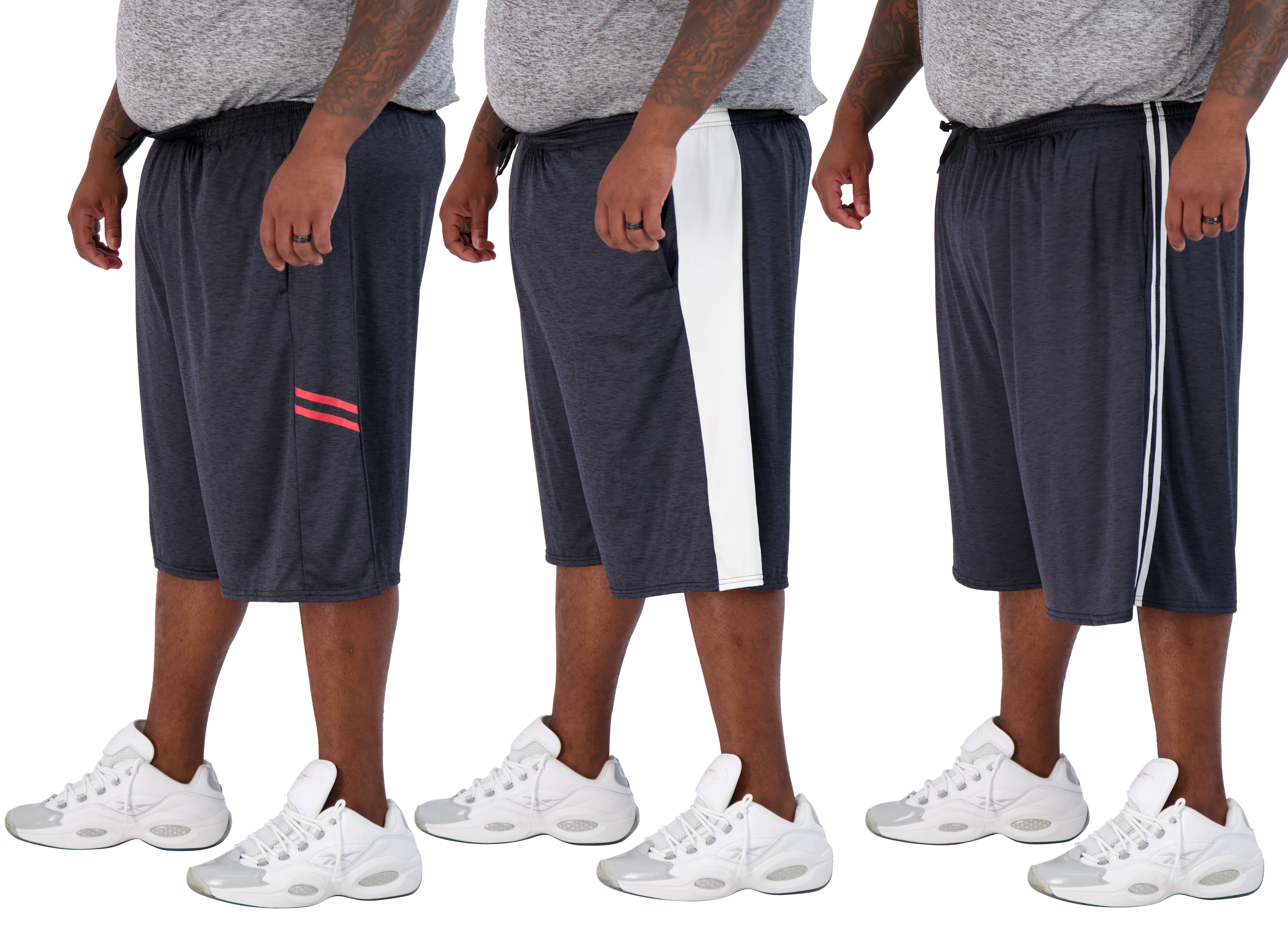 3X-5X Real Essentials Men's Big & Tall 3-Pack Dry Fit & Mesh Active Athletic Perfomance Shorts 