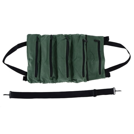 

Portable Tool Roll Bag with Canvas Fabric Multi-Tool Organizer with 5 Zipper Pockets Waterproof Design