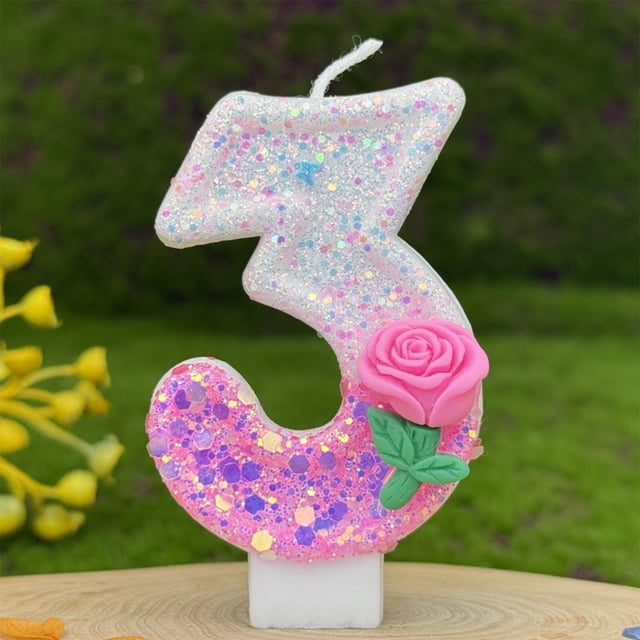 XWSHYW Decoraciones para El Hogar Vela de Cumpleaños En Forma de Número de Rosa para Tartar, Fiesta de Nochevieja, Velas de Celebración