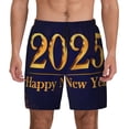 thumbnail image 3 of Uemuo 2025 Happy New Year 3 Pattern Mens Swim Trunks Quick Dry Board Shorts with Mesh Lining, Stretch Beach Shorts Quick Dry No-Chafing Board Shorts-, 3 of 9
