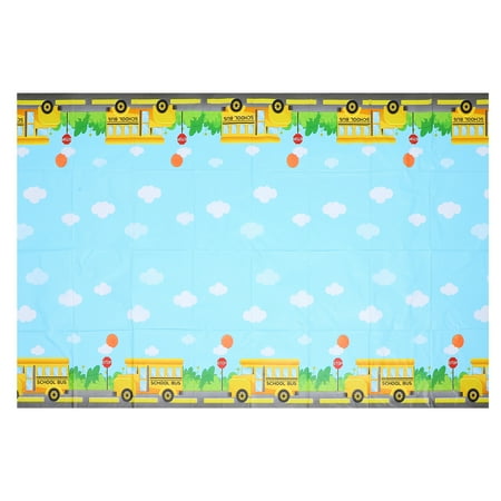 

NUOLUX Welcome Back To School Tablecloth School Bus Party Disposable PE Table Cover