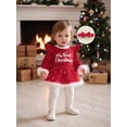 thumbnail image 6 of BemeyourBBs Newborn Baby Girl Christmas Outfit Velvet Santa Romper Dress Bow Embroidery Long Sleeve Smocked Tutu Dress Headband 2 Piece Set, 6 of 9