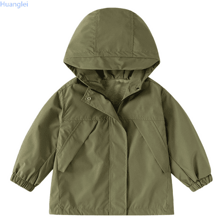 Huanglei Boys Windbreaker Jacket For Kids Lightweight Hooded Zipper Coat Outdoor Casual School Jacket For Boys Age 2 To 13 Years Water-Resistant Coats 10-11 Years