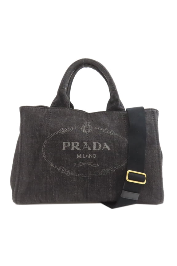 Pre-Owned Prada Canapa 2-Way Handbag, Denim, Women's (PRADA)