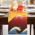 thumbnail image 3 of Table Runners 60 Inches Long Dress Scarves, Yellow Orange Mountains Farmhouse Kitchen/Dining Table Runner, Small Coffee Tablerunners, Modern Abstract Waves Cranes 13x60 Inch, 3 of 9