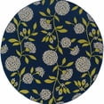 thumbnail image 1 of homeroots 384320 Tapis Rond 7 Pieds Indigo et Vert Lime Floral Intérieur Extérieur, 1 of 1