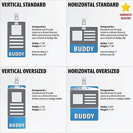 PA-C Heavy Duty Horizontal Orange (100 pack) - Spill & Tear Proof Cards - 2 Sided USA Printed Quick Role Identifier ID Tag Backer by BadgeZoo