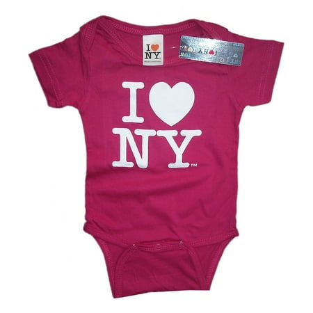 I Love NY New York Baby Infant Screen Printed Heart Bodysuit Hot Pink XL 18 (Best Blanket For Hot Sleepers)