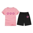 thumbnail image 4 of FAOWME T-Shirt Enfant Imprimé Lettres Colorées Col Rond Manches Courtes pour Filles Garçons T-Shirts Tee Tops Rose 4-5 Ans, 4 of 4
