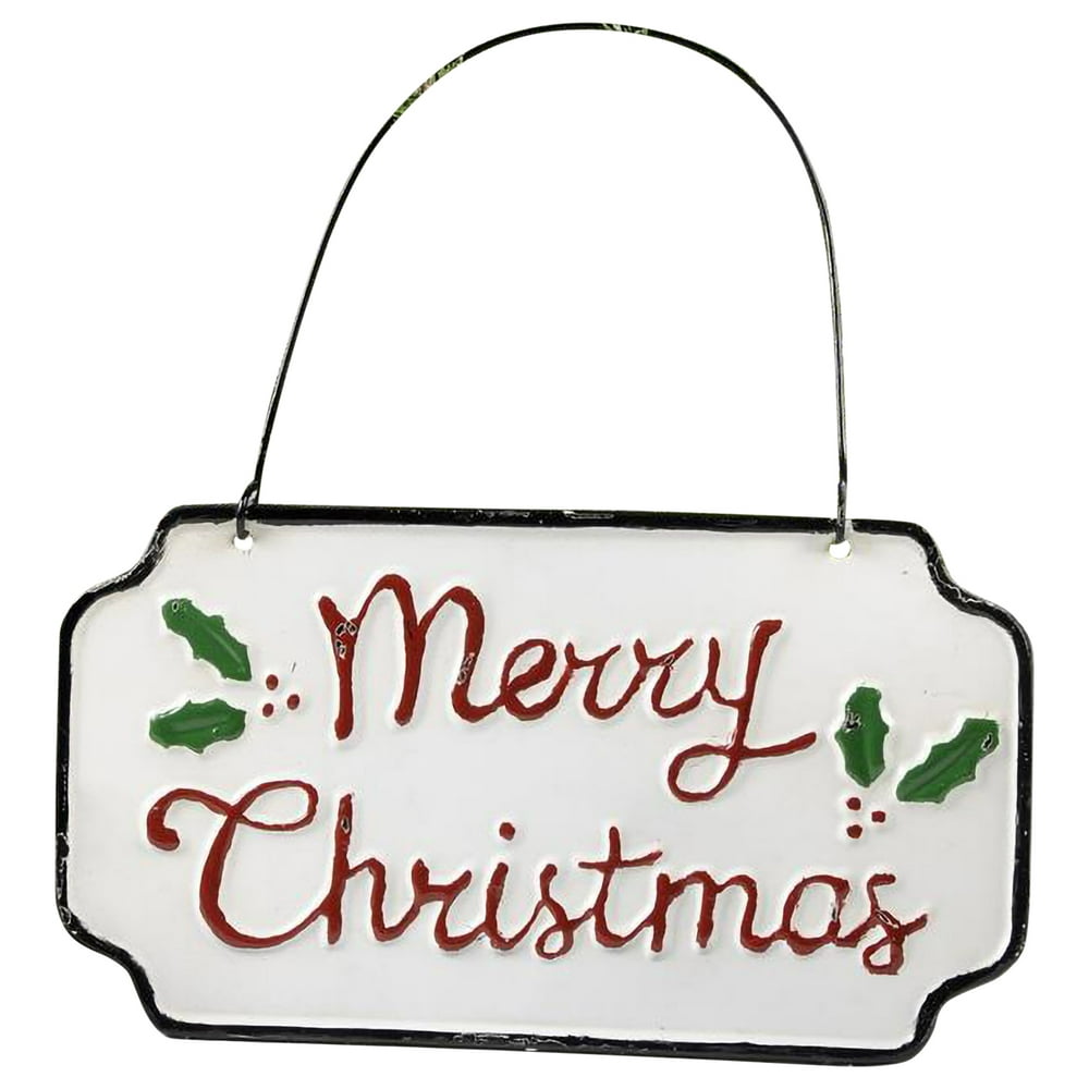 Holly Merry Christmas Rosy Red 10 x 5 Metal Christmas Decorative ...