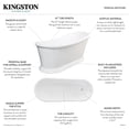 thumbnail image 6 of Aqua Eden VTSS672929 67-Inch Acrylic Oval Single Slipper Pedestal Tub with Drain (No Faucet Drillings) in Glossy White, 6 of 8