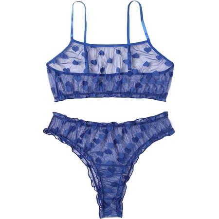 

ZWJHGIK Women s Mesh Sheer See Through Lingerie Set Sexy Lace Bra and Panty 2 Piece