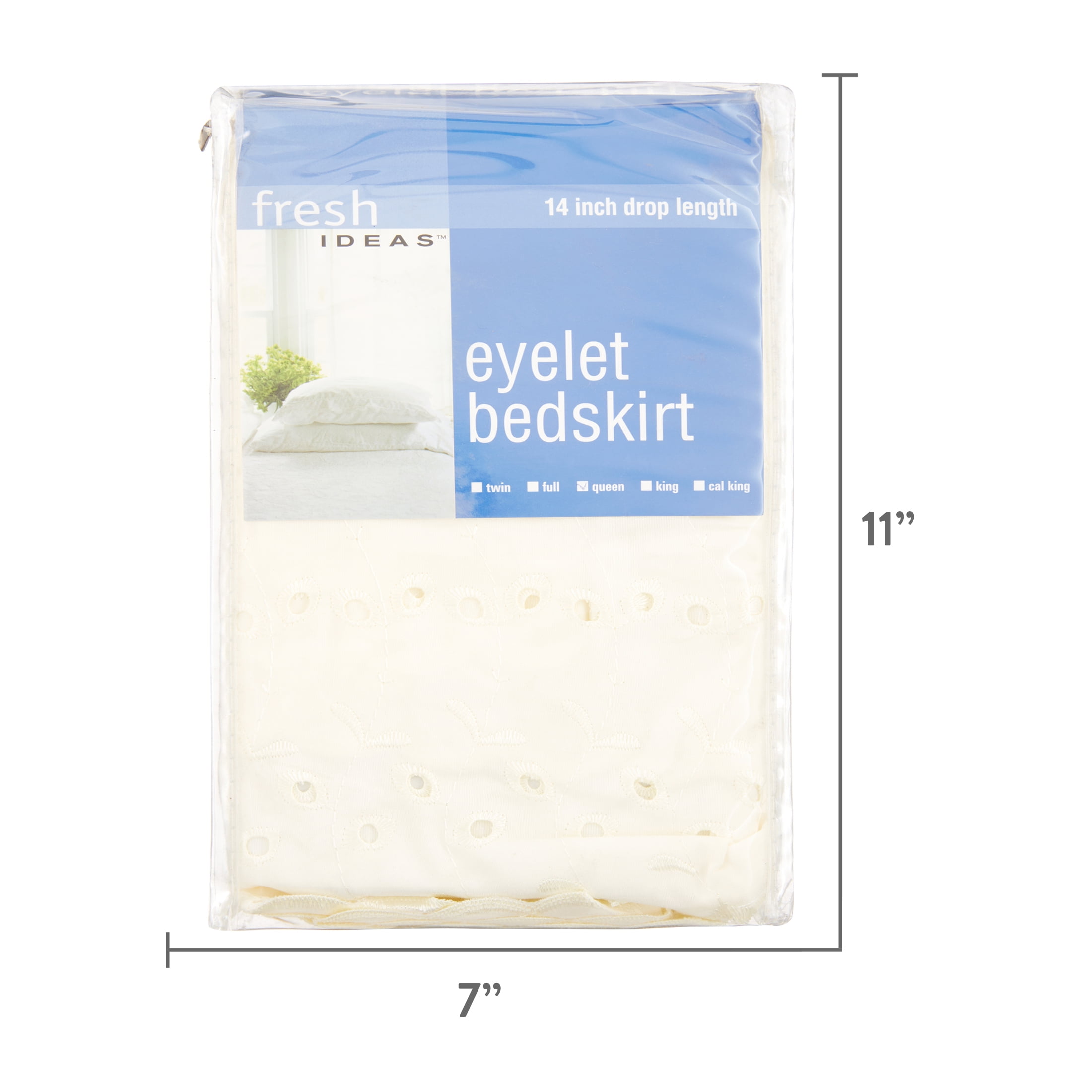 Fresh Ideas Ruffled Eyelet 14" Bed Skirt, Queen, Ivory
