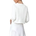 thumbnail image 3 of INSPIRE CHIC Blazers for Women's Open Front 3/4 Sleeve Crew Neck Work Office Suit Jackets Blazer XL White, 3 of 6