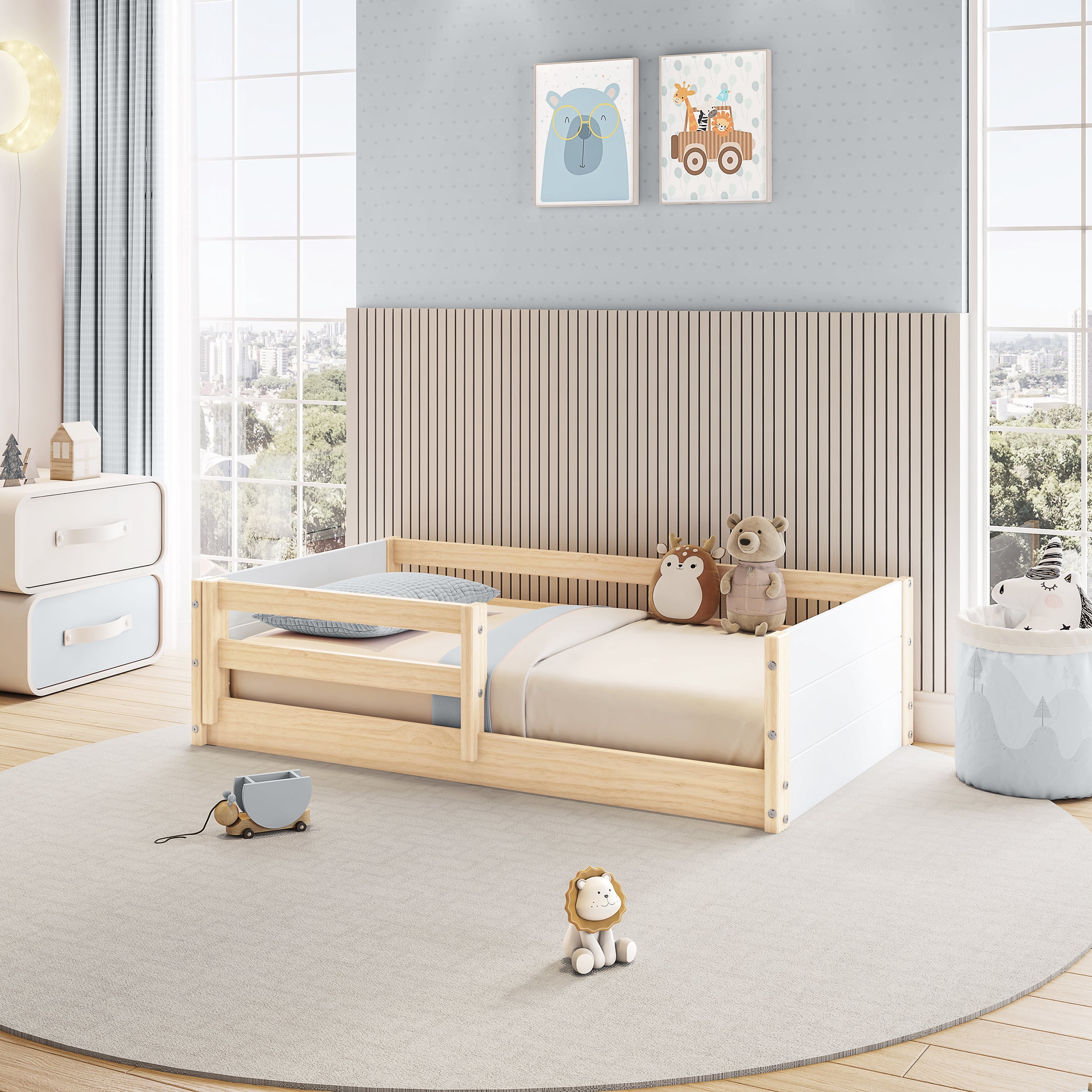 Polifurniture Brie Toddler Bed with Built-In Guardrails