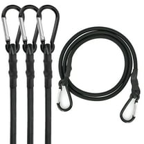 LAMIRO Bungee Cords with Carabiner Hooks 12 Inch - Black Bungee Cords Heavy Duty Outdoor