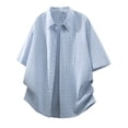thumbnail image 4 of COSFO Men Button Down Shirt Short Sleeve Cotton Plaid Summer Shirts Loose Fit with Pocket Collared Casual Tops, 4 of 8