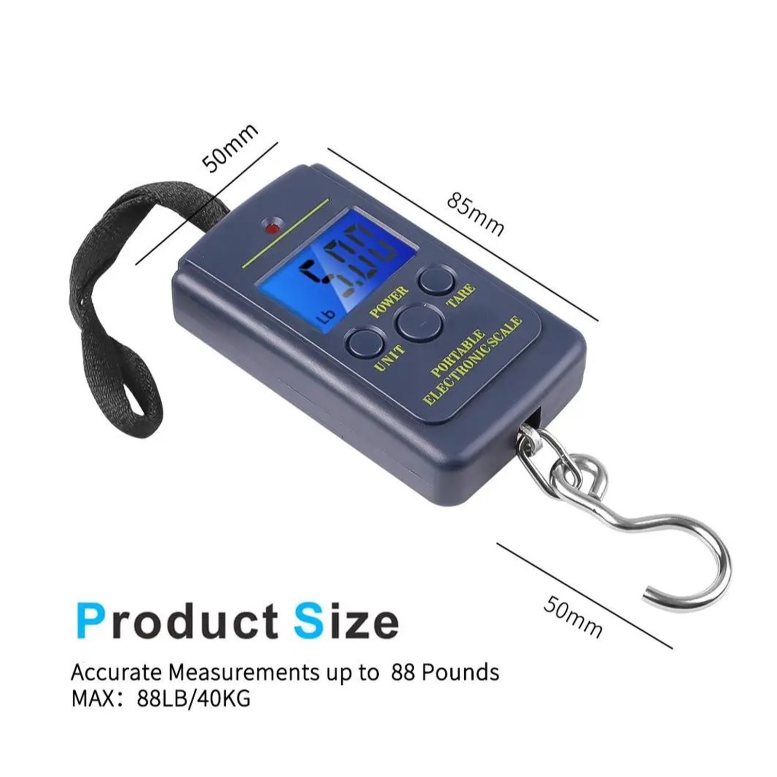 Kitchen Scales Weight Scale Portable Digital LCD Scale, 40kg Electronic Lugga Hanging Suitcase Travel Bag Weight Balance Tool - High Precision