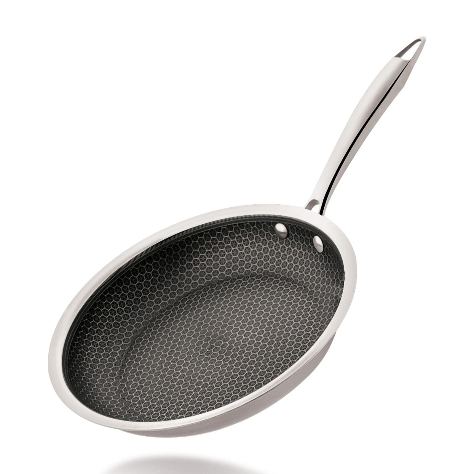 Mainstays 8 in Tri-Ply Stainless Steel Hybrid Non-Stick Fry Pan with Cool-Touch Handle