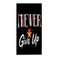 thumbnail image 2 of Stylish Beach Towel with Bold ' NEVER Give Up ' Design - Distressed Red & White Text Cursive White Font Perfect for Pool & Travel, 2 of 6