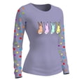 thumbnail image 4 of Women's T-Shirt Easter Bunny & Egg Print Long-Sleeve Sports Top Purple M, 4 of 4