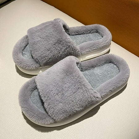 

CoCopeaunt New Women Slippers Autumn and Winter Fur Slippers Indoor Household Slippers Soft Bottom Solid Color Home Cotton Slippers