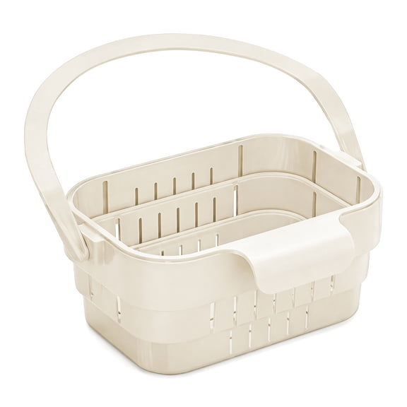 Foldable Hanging Sink Drain Basket, Space-Saving Kitchen Colander with Quick-Drain Design, Versatile Sink Strainer Basket for Fruits, Vegetables, Utensils & Dish Drying(Ivory White)