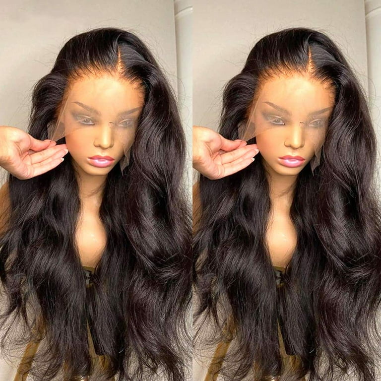 13x6 Lace Front Wig 26 Inch Human Hair Wig 180 Density HD Transparent Invisible Lace Wig Wavy Human Hair Wig For Black Women Pre Plucked With Baby Hair Walmart