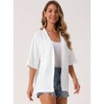 thumbnail image 2 of DARING DIVA Kimono Cardigan Open Front Loose Fit Linen Lightweight Shrug S White, 2 of 6