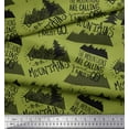 thumbnail image 2 of Soimoi Green Cotton Poplin Fabric Mountains & Text Print Sewing Fabric Yard 56 Inch Wide, 2 of 3