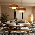 thumbnail image 2 of Arturesthome Linen Lampshade Rattan Weaving Pendant Lights Wicker Chandelier Hanging Ceiling Light Fixture for Kitchen Island, 2 of 12